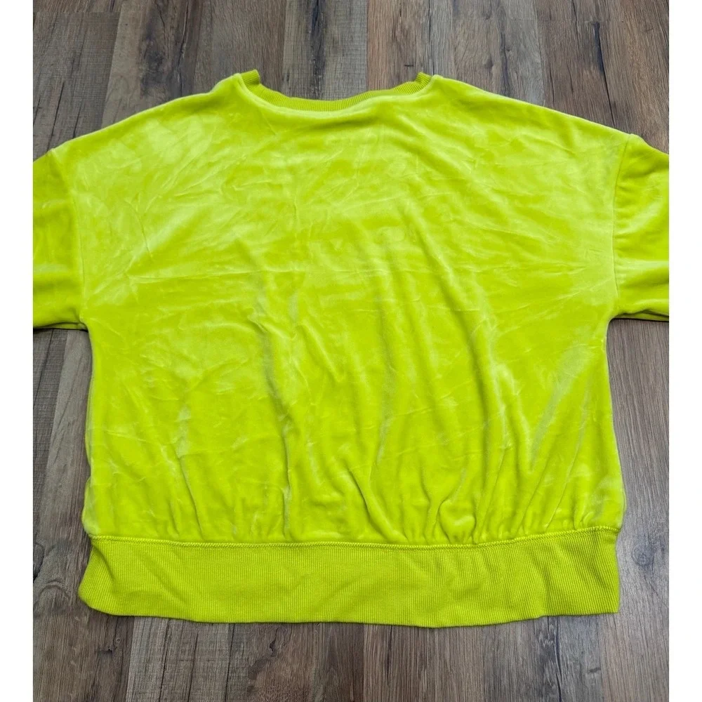 The Grinch x Justice Girls L 12/14 Green Velour Christmas Sequin Sweatshirt